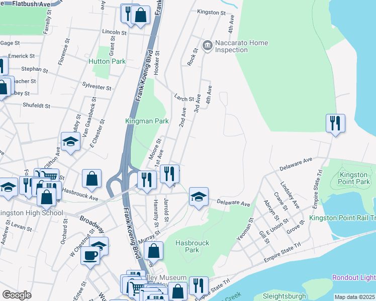 map of restaurants, bars, coffee shops, grocery stores, and more near 14 Szymanski Street in Kingston