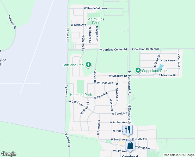 map of restaurants, bars, coffee shops, grocery stores, and more near in Cortland