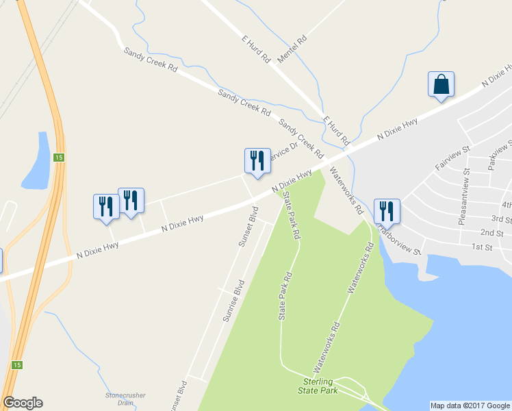 map of restaurants, bars, coffee shops, grocery stores, and more near 1690 Sunset Boulevard in Monroe