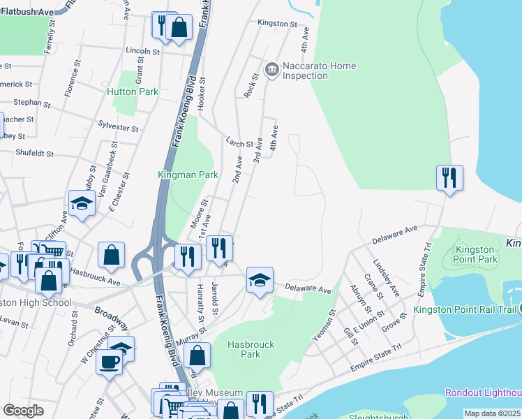 map of restaurants, bars, coffee shops, grocery stores, and more near 14 Szymanski Street in Kingston