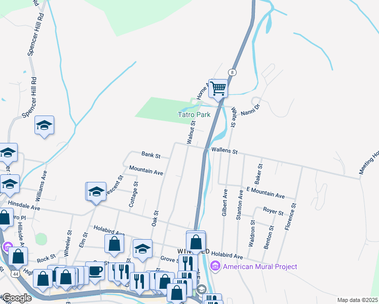 map of restaurants, bars, coffee shops, grocery stores, and more near 246 Walnut Street in Winchester