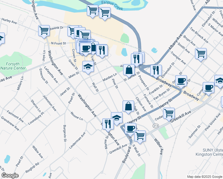 map of restaurants, bars, coffee shops, grocery stores, and more near 159 Fair Street in Kingston