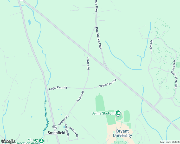 map of restaurants, bars, coffee shops, grocery stores, and more near 43 Brayton Road in Smithfield