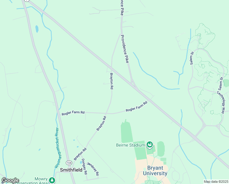 map of restaurants, bars, coffee shops, grocery stores, and more near 43 Brayton Road in Smithfield