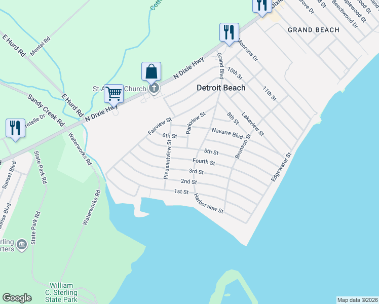map of restaurants, bars, coffee shops, grocery stores, and more near 2115 Grand Boulevard in Monroe