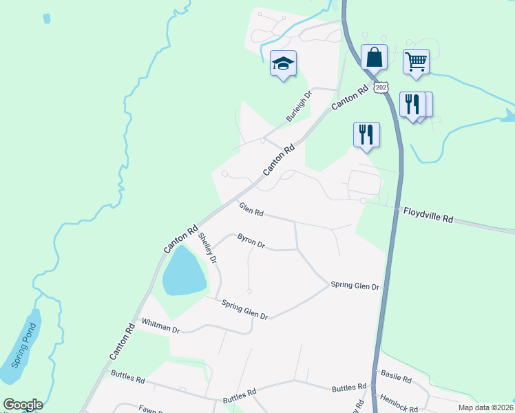 map of restaurants, bars, coffee shops, grocery stores, and more near 31 Glen Road in Granby
