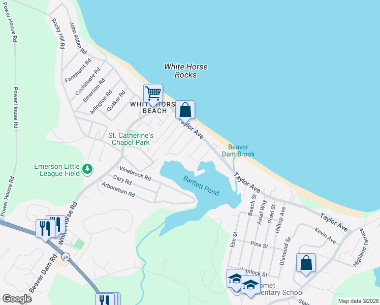 map of restaurants, bars, coffee shops, grocery stores, and more near 8 Thomas Avenue in Plymouth