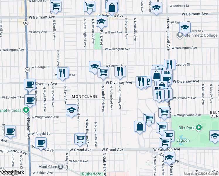 map of restaurants, bars, coffee shops, grocery stores, and more near in Chicago