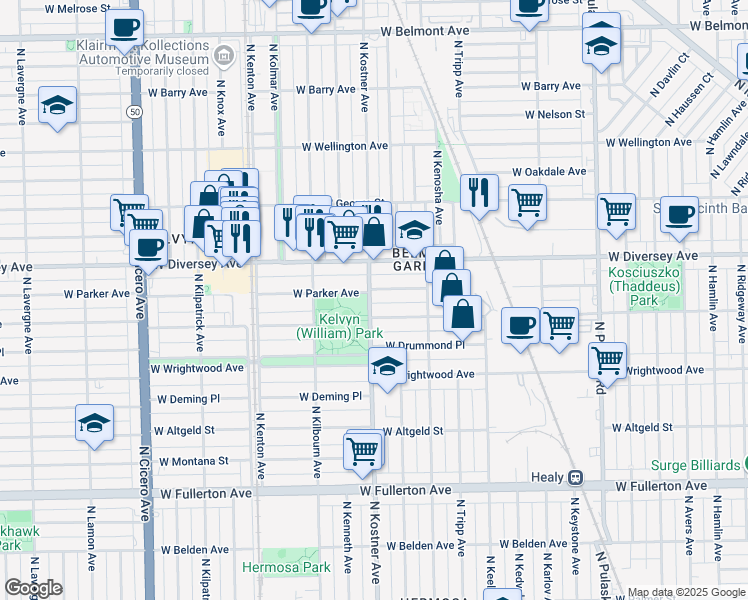 map of restaurants, bars, coffee shops, grocery stores, and more near in Chicago
