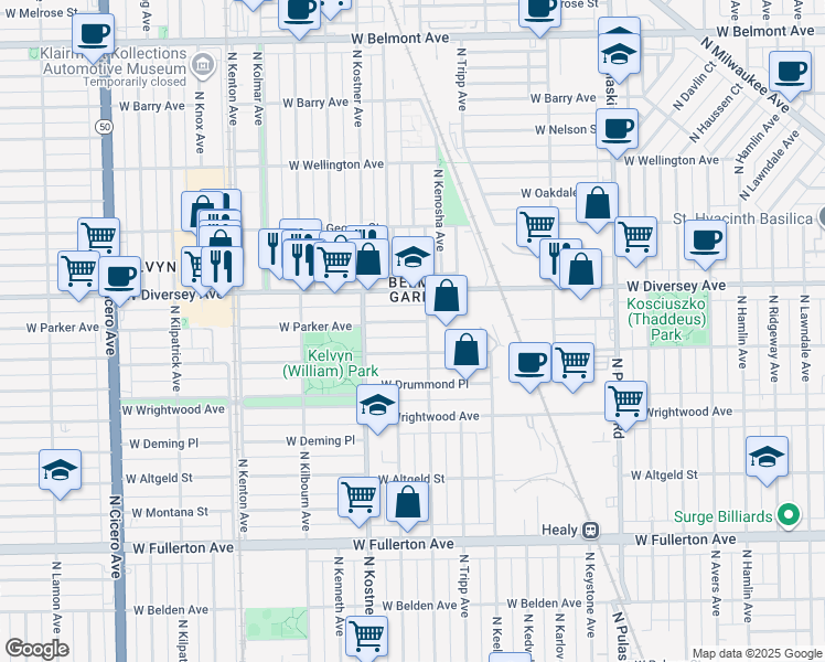 map of restaurants, bars, coffee shops, grocery stores, and more near in Chicago