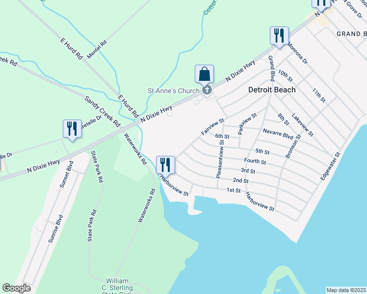 map of restaurants, bars, coffee shops, grocery stores, and more near 2051 Fairview Street in Monroe