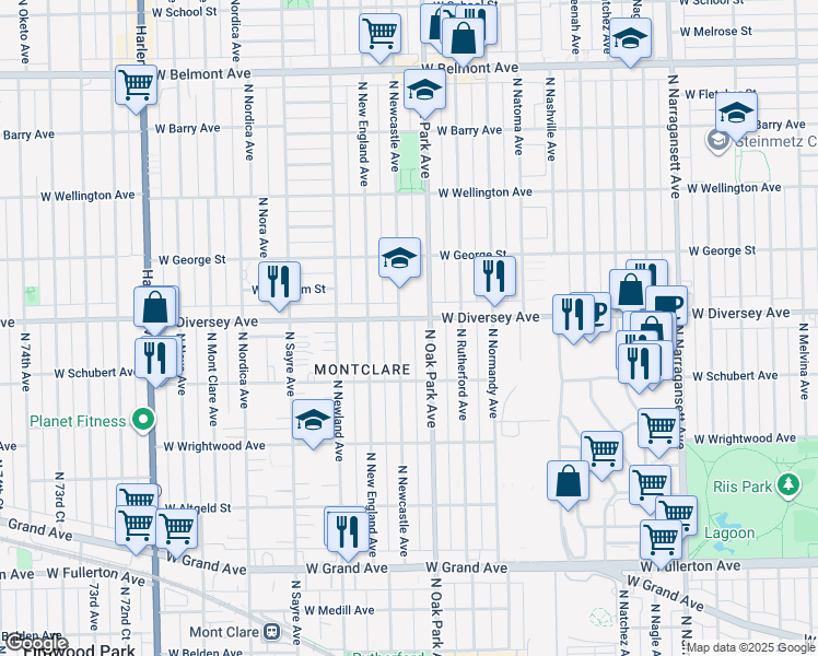 map of restaurants, bars, coffee shops, grocery stores, and more near in Chicago