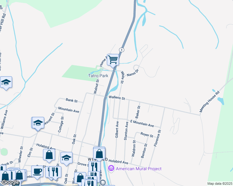map of restaurants, bars, coffee shops, grocery stores, and more near 13 Wallens Street in Winchester