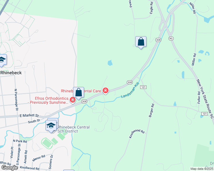 map of restaurants, bars, coffee shops, grocery stores, and more near 245 Route 308 in Rhinebeck