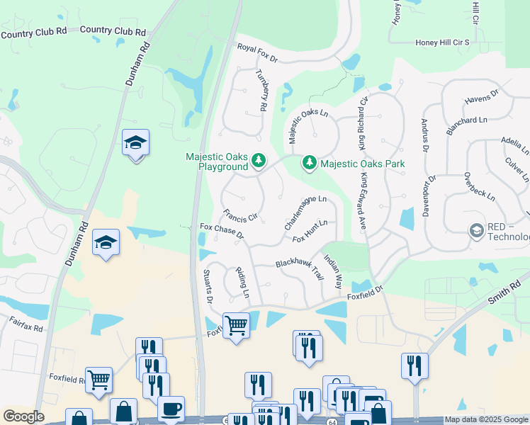 map of restaurants, bars, coffee shops, grocery stores, and more near 3112 Francis Circle in St. Charles