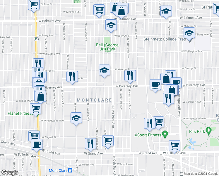 map of restaurants, bars, coffee shops, grocery stores, and more near in Chicago