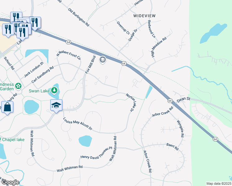 map of restaurants, bars, coffee shops, grocery stores, and more near 39W710 North Lake Shore Drive in Campton Hills