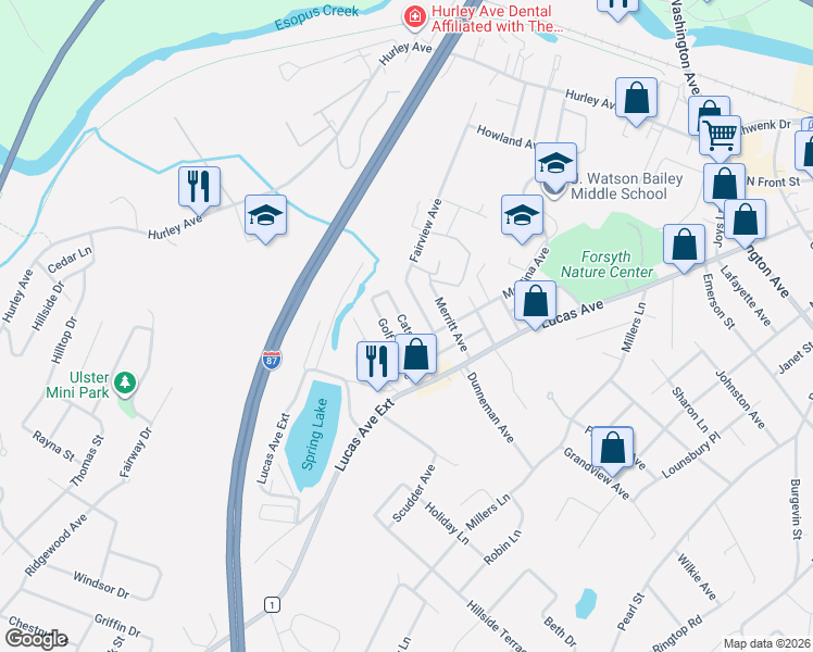 map of restaurants, bars, coffee shops, grocery stores, and more near 20 Golf Terrace in Kingston