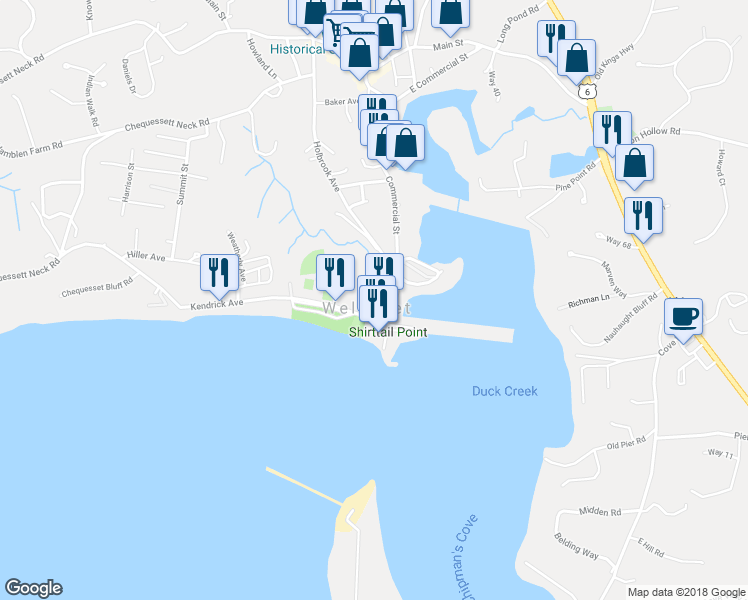 map of restaurants, bars, coffee shops, grocery stores, and more near 14 Kendrick Avenue in Wellfleet