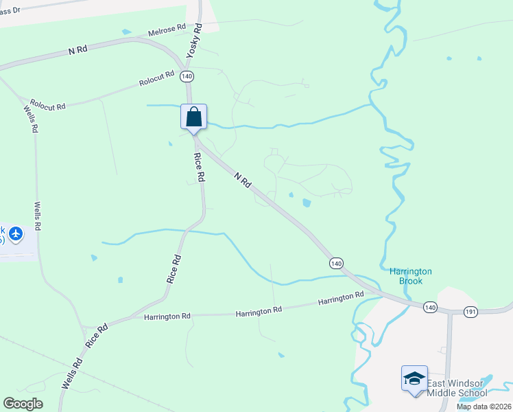 map of restaurants, bars, coffee shops, grocery stores, and more near 296 North Road in East Windsor