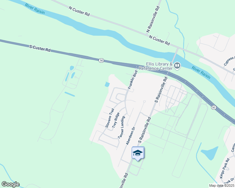 map of restaurants, bars, coffee shops, grocery stores, and more near 4031 South Custer Road in Monroe