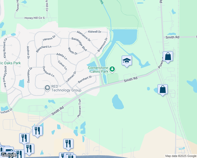 map of restaurants, bars, coffee shops, grocery stores, and more near 2315 Fairchild Lane in West Chicago