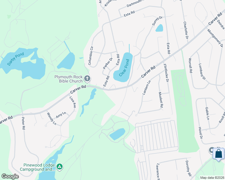 map of restaurants, bars, coffee shops, grocery stores, and more near 245 Carver Road in Plymouth