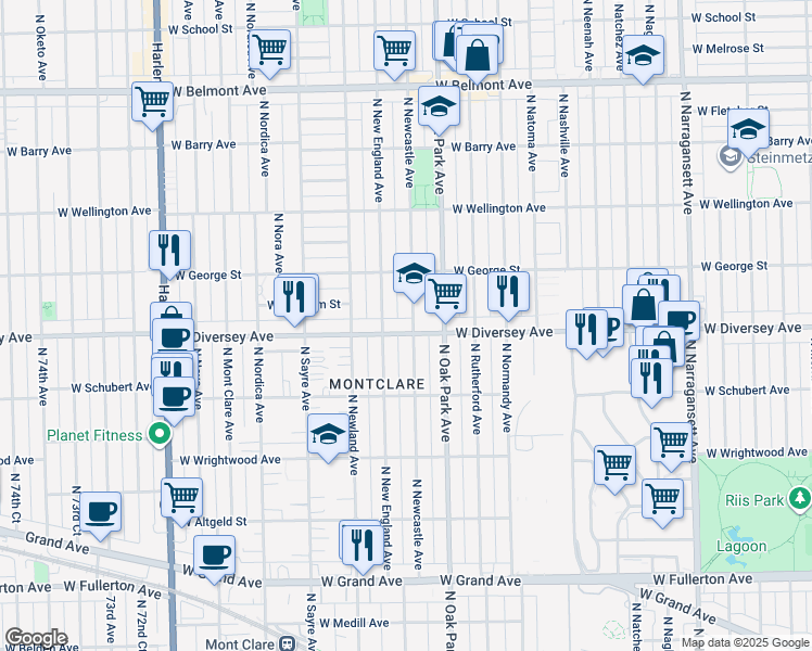 map of restaurants, bars, coffee shops, grocery stores, and more near in Chicago