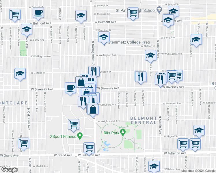 map of restaurants, bars, coffee shops, grocery stores, and more near in Chicago