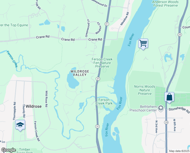 map of restaurants, bars, coffee shops, grocery stores, and more near 4N262 State Route 31 in St. Charles