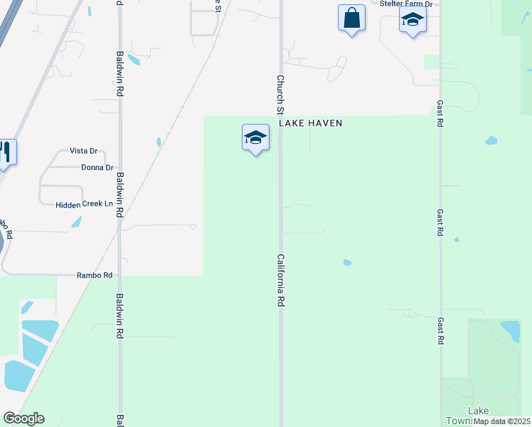 map of restaurants, bars, coffee shops, grocery stores, and more near 10254 California Road in Sawyer