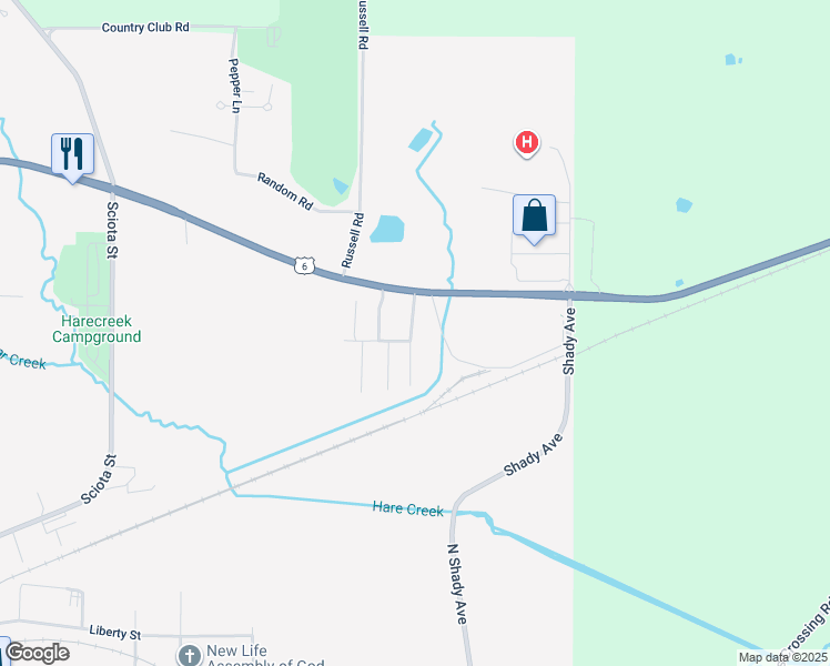 map of restaurants, bars, coffee shops, grocery stores, and more near 242-298 Apache Ave in Corry