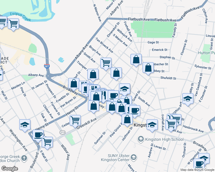 map of restaurants, bars, coffee shops, grocery stores, and more near 137 Tremper Avenue in Kingston