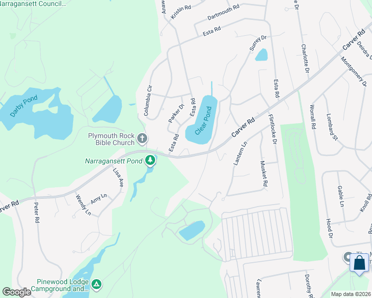 map of restaurants, bars, coffee shops, grocery stores, and more near 245 Carver Road in Plymouth
