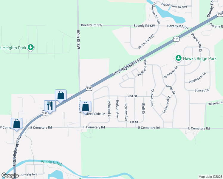 map of restaurants, bars, coffee shops, grocery stores, and more near 470 Ridge View Drive in Fairfax