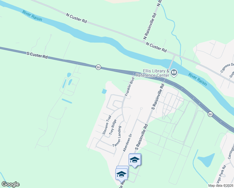 map of restaurants, bars, coffee shops, grocery stores, and more near 806 Franklin Boulevard in Monroe