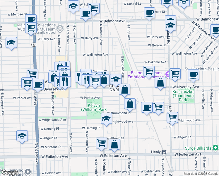 map of restaurants, bars, coffee shops, grocery stores, and more near in Chicago