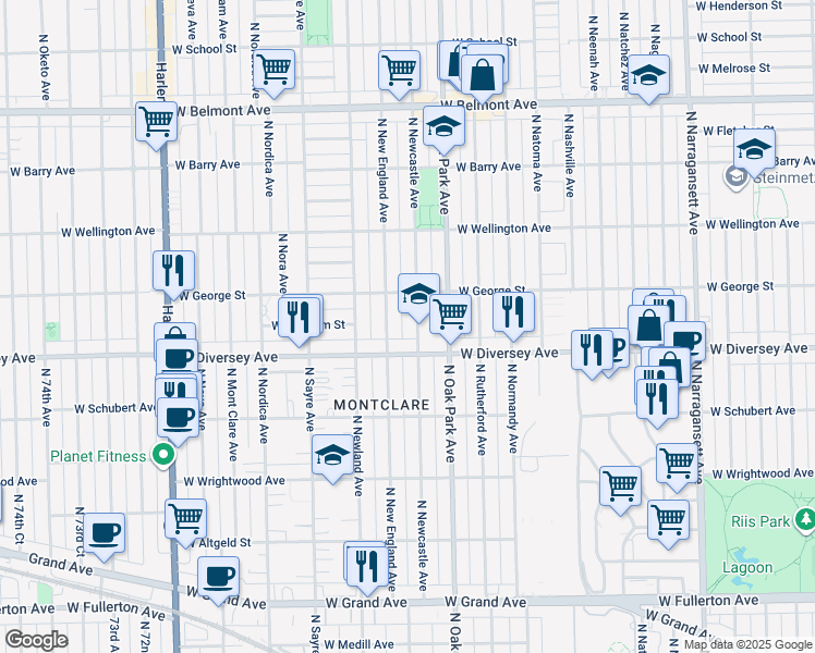 map of restaurants, bars, coffee shops, grocery stores, and more near in Chicago