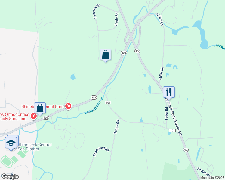 map of restaurants, bars, coffee shops, grocery stores, and more near 11 Violet Hill Road in Rhinebeck