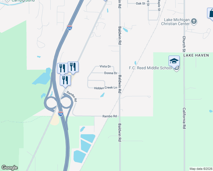 map of restaurants, bars, coffee shops, grocery stores, and more near 10290 Oakbrook Road in Bridgman