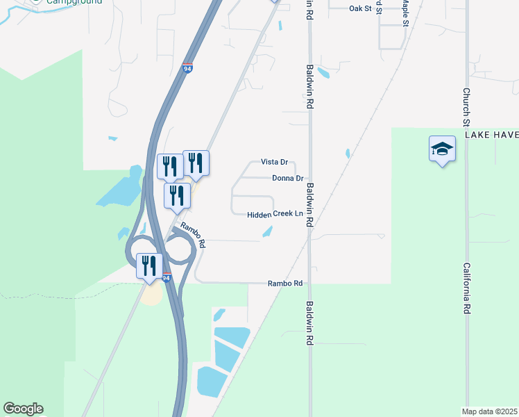 map of restaurants, bars, coffee shops, grocery stores, and more near 10290 Oakbrook Road in Bridgman