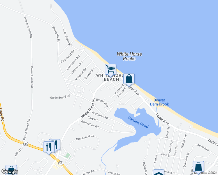 map of restaurants, bars, coffee shops, grocery stores, and more near 12 Peterson Road in Plymouth