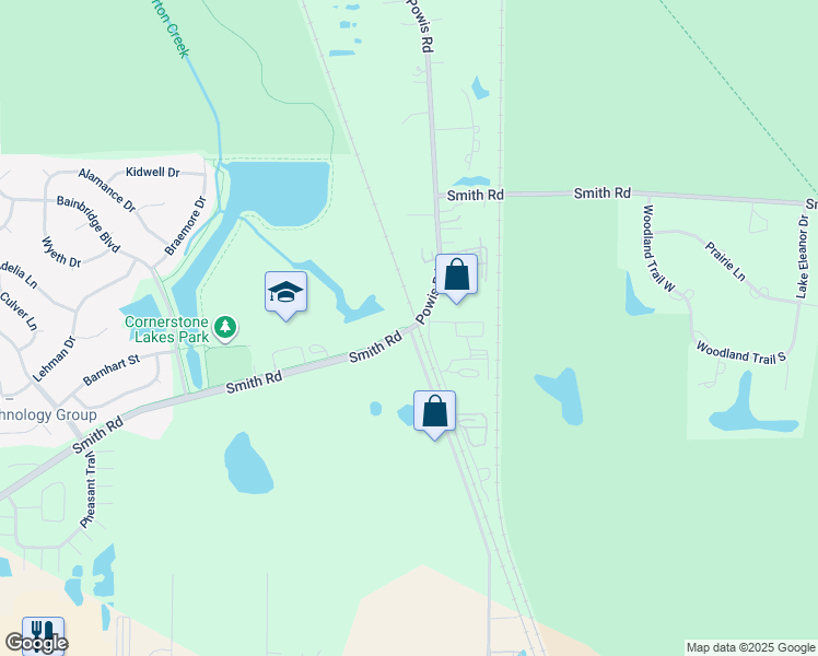 map of restaurants, bars, coffee shops, grocery stores, and more near 4N215 Powis Road in West Chicago
