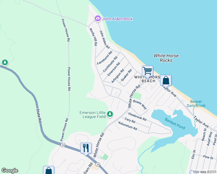 map of restaurants, bars, coffee shops, grocery stores, and more near 9 Arlington Road in Plymouth