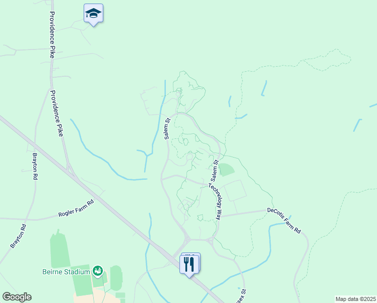 map of restaurants, bars, coffee shops, grocery stores, and more near 500 Salem Street in Smithfield