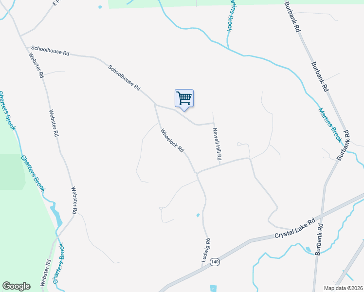 map of restaurants, bars, coffee shops, grocery stores, and more near 9 Wheelock Road in Ellington