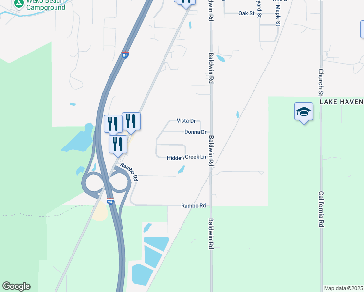map of restaurants, bars, coffee shops, grocery stores, and more near 10290 Oakbrook Road in Bridgman