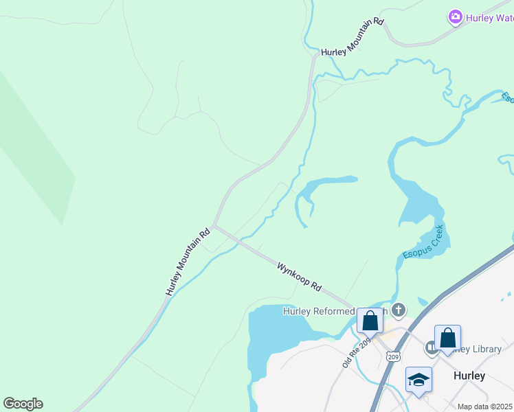 map of restaurants, bars, coffee shops, grocery stores, and more near 227 Evergreen Lane in Hurley