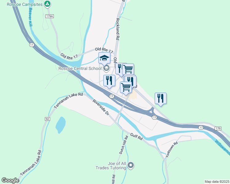 map of restaurants, bars, coffee shops, grocery stores, and more near 85 Highland Avenue in Roscoe