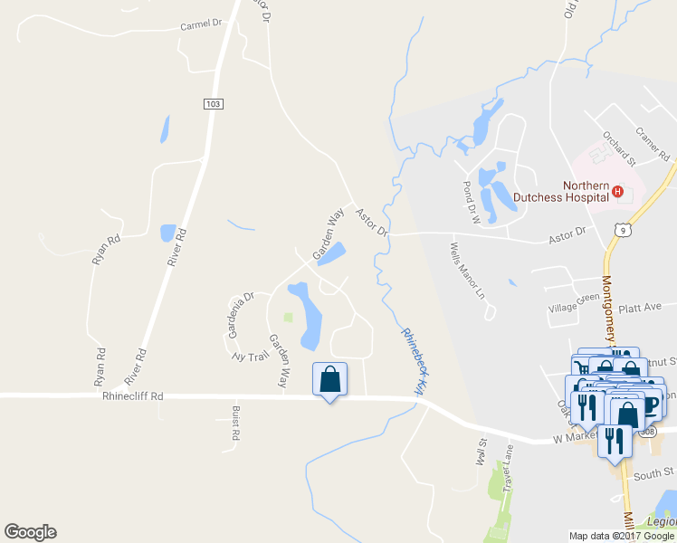map of restaurants, bars, coffee shops, grocery stores, and more near 206 Cinnamon Circle in Rhinebeck